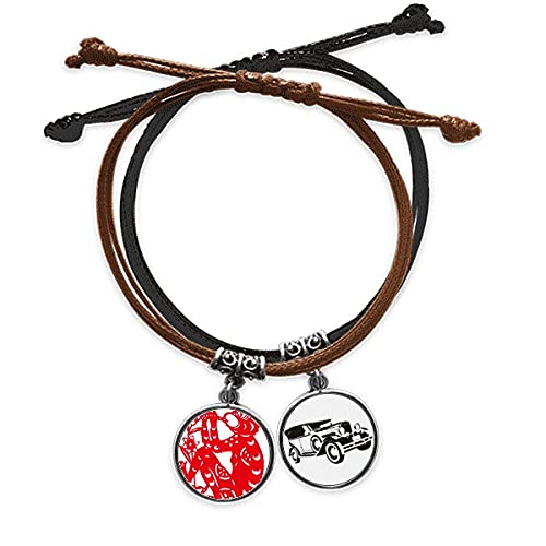 Bracelet zodiaque Singe fleurs en cuir et corde à offrir pour un anniversaire original