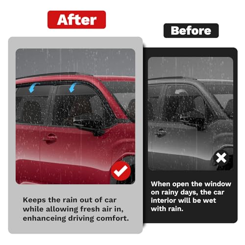 Image of Canvcle Forester Rain Guards - Window Visors for Subaru Forester 2025 2026, 6Pcs, Outside-Mount Tape-On Side Window Wind Deflectors for Forester Accessories, Vent Visors Shades Rainproof Black