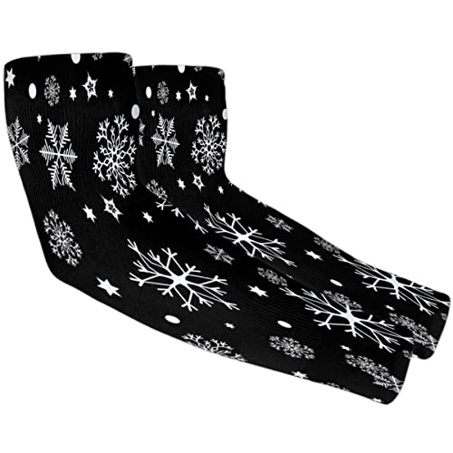 XMNYGJ Christmas Winter White Snowflakes Arm Sleeves with Thumb Hole Gardening Sleeves UV Sun Protection Arm Covers for Women Men Farmer Outdoor Sports Work Running Cycling Hiking