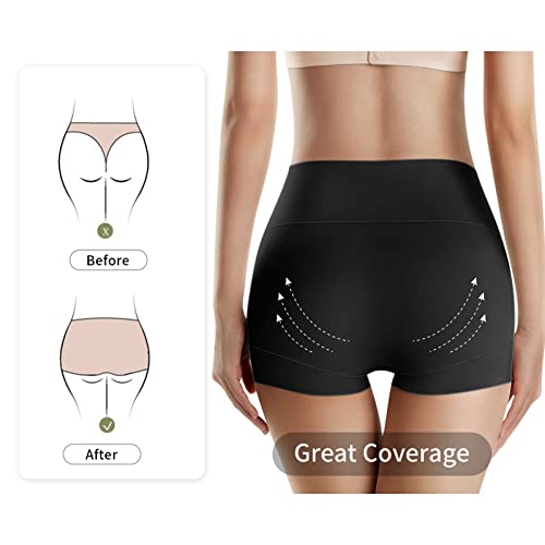 Image of MEIYATING Boy Shorts Underwear for Women High Waisted Cotton Panties Stretch Briefs 4 Pack, Black-4 Pack, X-Large