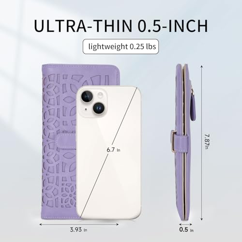 Womens Wallet, RFID Wallet Women Ultra Slim Wallet for Women Thin Ladies Wallet Credit Card Holder Bifold Wallet with Hollow Out Design Gift, Purple2