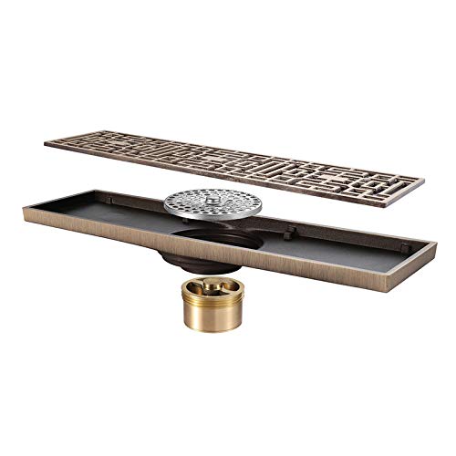Siphon de sol en laiton antique 30 cm avec couvercle sculpté luxe