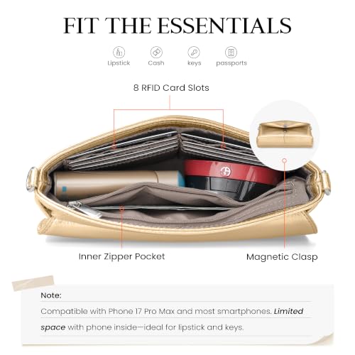 Image of befen Genuine Leather Small Crossbody Bags for Women, RFID Clutch Purses