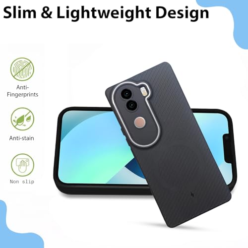 Image of LIRAMARK Rugged Carbon Fibre TPU Armor Silicone Back Cover Case for iQoo Z9s 5G / Vivo V40e 5G