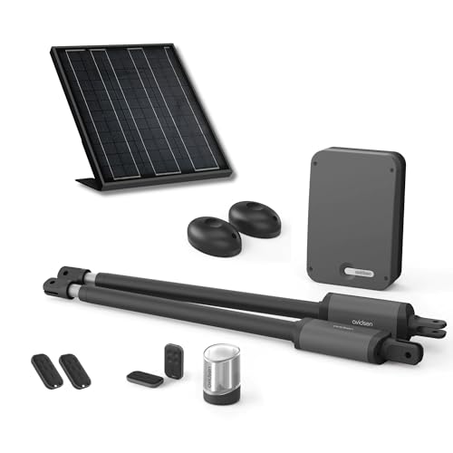 Avidsen Styrka 310 Solaire, Motorisation Portail Battant Télescopique, Kit Automatisme Solaire Complet, 5m et 300kg, Sans Fil, 4 Télécommandes, Économie...