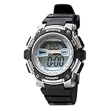 CREPHA(クレファー) 腕時計 デジタル T-SPORTS 多機能 生活防水 5気圧 ストップウォッチ 大画面 ウレタンベルト シルバー メンズ スポーツ TS-D155-SV