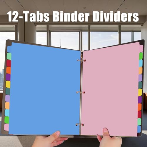12-Tab Binder Dividers with Tabs for 3 Ring Binder, Write & Erase, Monthly Dividers for 8.5 x 11'' Letter Size Papers, Assorted Color, 1 Set image 4