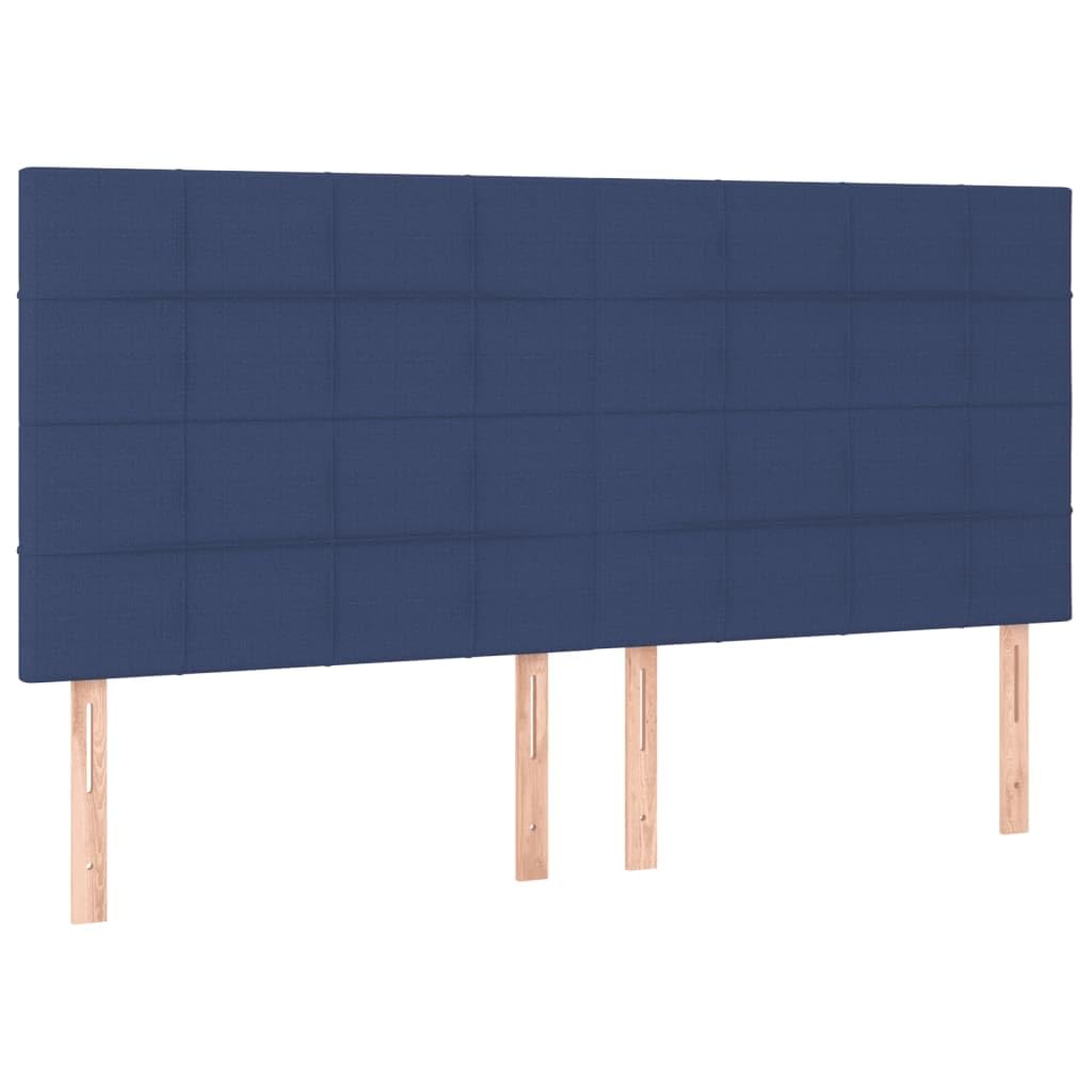 Letto a molle con materasso blu, 200 x 200 cm, in tessuto, con testiera, letto matrimoniale, con coprimaterasso e molle insacchettate, per chi dorme sulla schiena e sulla pancia