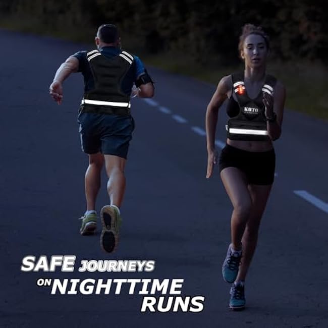 KHTO Adjustable Weighted Vest for Men and Women with Warning Light Reflective Strip£¬Large Weight Vest for Exercise Set Cardio and Strength Training (4-10lb/11-20lb/20-32lb)