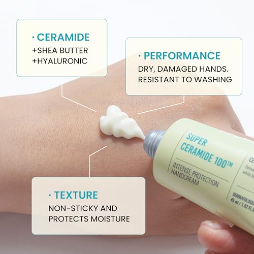 SURMEDIC Super Hyaluronic Acid Ceramide Intense Protection Hand Cream for Dry Cracked Hands, Instant Relief Moisturizing Hand Lotion, Long-lasting Moisture, Korean Skin Care 1.52 oz