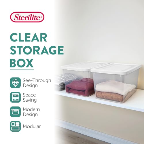 Image of Sterilite Storage Box, Stackable Clear Plastic Bins, 20 Quart, 6-Pack | Heavy-Duty Organizing Containers with Snap-On Lids for Closet, Bathroom, and Office