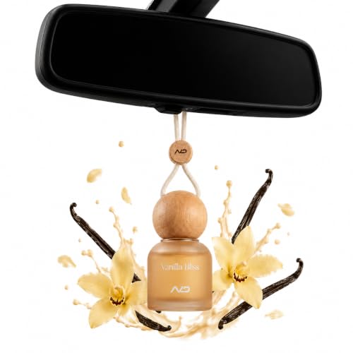Image of NEODRIFT 'NeoBliss' (Set of 1) | (Vanilla Bliss) Car Hanging Diffuser Car Perfume & Air Freshener in Glass Bottle with Wooden Lid and Long Lasting Scent - 10ml