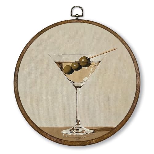 Qskjre Trendy Martini Wall Art Bar Cart Decor, Funky Cocktail