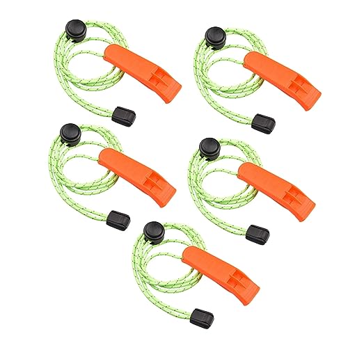 UPKOCH 5pcs Lifeguard Whistle Survival Whistle Lanyard for Hiking Camping Boating Dog Training