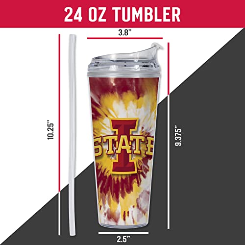 Image of Rico Industries NCAA Glitter 24oz Acrylic Glitter Tumbler with Hinged Lid, Officially Licensed Double Wall Tumbler with Straw