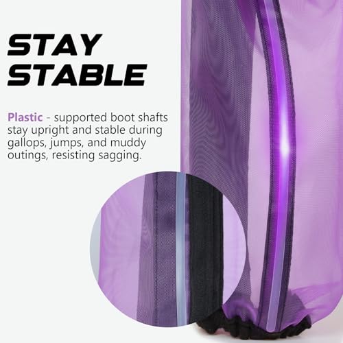 Image of All-Purpose Fine Mesh Horse Fly Boots Breathable Anti-Fly Leggings with Sturdy Support Strips Reduce Annoying Stomping & 360Leg Protection Durable Easy-Clean Material 4-Pack Lavender Purple