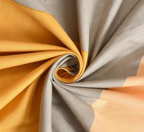 Image of Filymore Fitted Bedsheet for Single Bed with 1 Pillow Cover | 240 TC Pure Microfiber Elastic Bedsheet | Orange Grey Geometric Design | Soft, Breathable & Wrinkle Resistant | 72x36 Inches