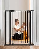 Papacare 42' Extra Tall Baby Gate for Stairs Doorways, Fits Openings of 29.5' to 40.5' Wide, Auto Close Extra Wide Baby and Pet Gate for Doorways and Stairways,Pressure Mounted Dog Gates, Black