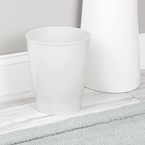 Image of mDesign Round Plastic Bathroom Garbage Can, 1.25 Gallon Wastebasket, Garbage Bin, Trash Can for Bathroom, Bedroom, and Kids Room - Small Trash Can - Fyfe Collection - Cloud White