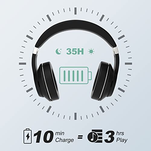 Cuffie wireless Bluetooth Over Ear – Senza Fili Bluetooth Active Noise Cancelling Headphones – Pieghevole HiFi Stereo Wireless Cuffie con Microfono per iPhone/iPad/Android/Laptop - Image 7