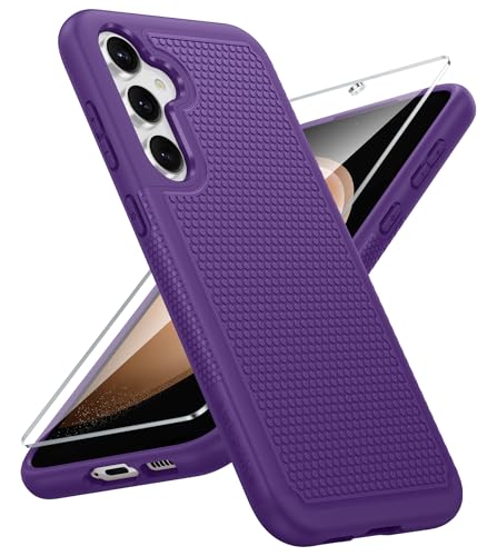 Image of FNTCASE for Samsung Galaxy S23-FE Case: Dual Layer Protective Heavy Duty Cell Phone Cover Rugged Full Body Drop Protection Military Grade Shockproof Phone Case (Purple)