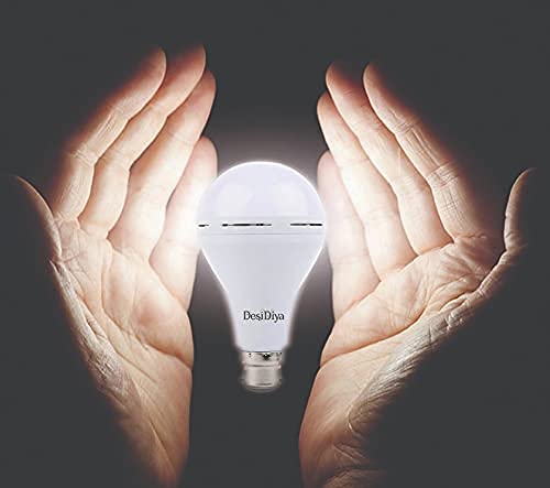 Image of Desidiya 9 Watt B22 Base 6500k Inverter Rechargeable Emergency LED Bulb For Home Crystal White (Pack of 12)