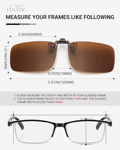 Image of TERAISE Polarized Clip on Sunglasses Over Prescription Glasses Anti-Glare UV400 for Men Women Driving Travelling Outdoor