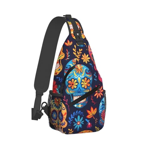 Morral cruzado unisex patrón calavera colorida ligero miniatura 2