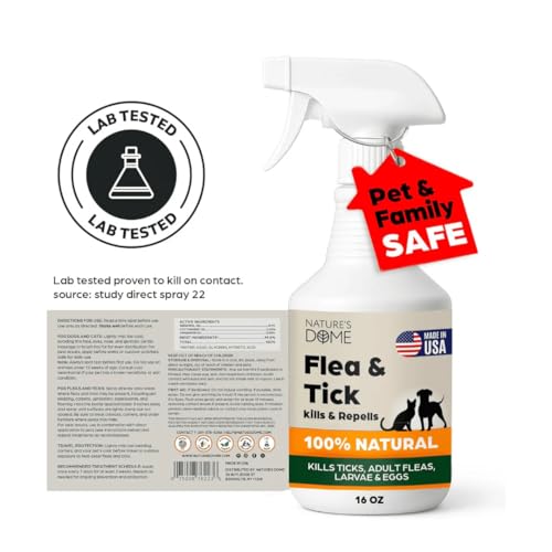 Image of Nature's Dome Flea & Tick Starter Kit - Makes 3 Bottles (16 oz Each) - Plant-Based, Eco-Friendly Formula - Kills & Repels Fleas, Ticks, Larvae & Eggs - Safe for Pets, Kids & Plants