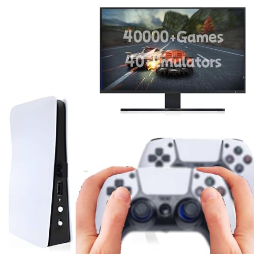 Wireless Emulator Retro Game Console, 4k,40000+ Video Games 128GB Built in 40+Emulators Plug and Play Video Game Console Support HDMI TV Output (Transparent White)