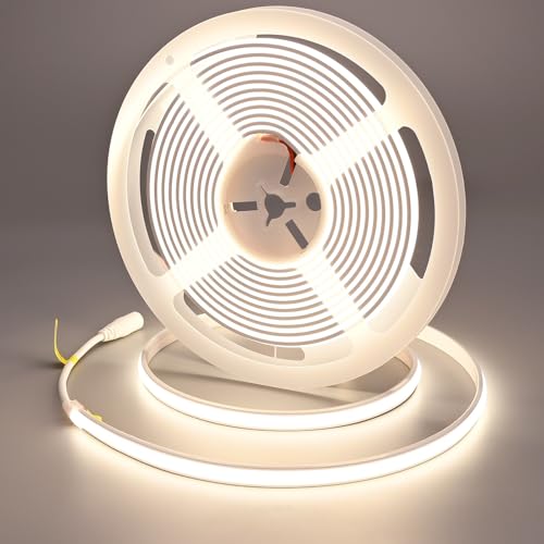 GOMING 24V 16.4ft/5M Neon COB LED Strip Light Natural White 4000K IP67 Waterproof 1560LEDs CRI 93+ 4100lm Uniform Glow Flexible Self-Adhesive LED Tape for DIY Home Decor(Power Supply not Included)