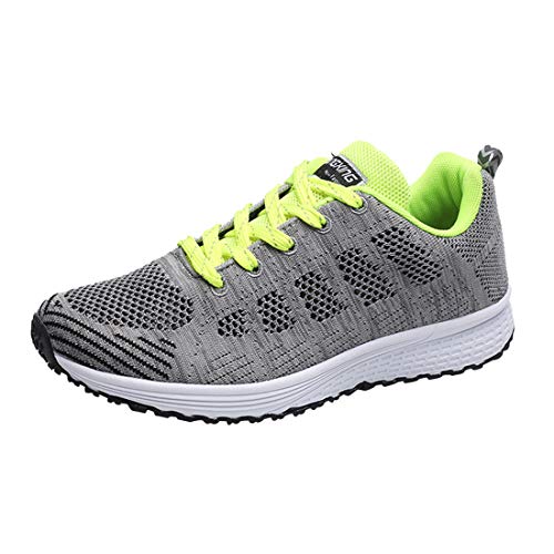 Men's Fashion Mesh Cross Bandage Mixed Colors Non-Slip Sneakers Boy Wild Comfortable Athletic&Running Sport Shoes Casual Shoes (Green, 8.5-Men-US)