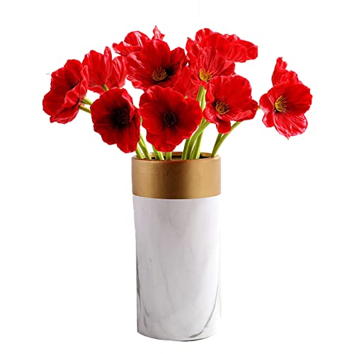 Grekywin Papavero rosso artificiale, 12 pezzi, fiori finti in tessuto di seta, bouquet di fiori per il giorno dei veterani, decorazione per la casa, cucina, centrotavola per tavolo
