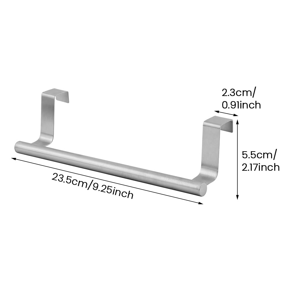 2Pcs Stainless Steel Towel Holder Kitchen Towel Rail Door Hanging Tea Towel Holders with Non-Scratch Pad Over Door Towel Rail (23.5cm) - Image 2