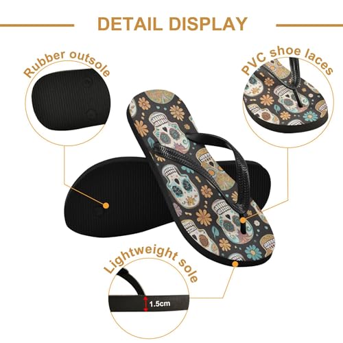 Burbuja Skulls Flip Flops for Women Men, Soft Thong Sandals Rubber Slippers for Pool Beach Essentials3