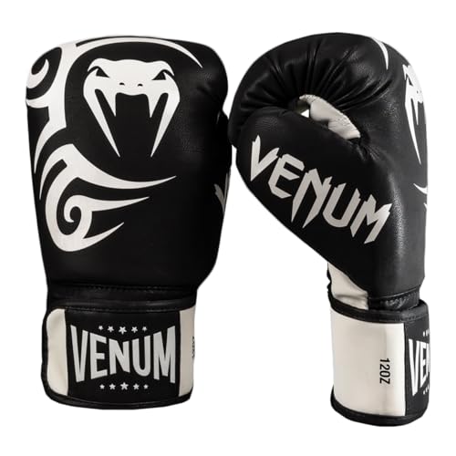 Venum Mike Tyson Replica Boxing Gloves - Deep Black/Optical White - 12-Ounce