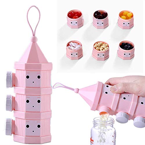 MUUZONING Dispenser di Latte in Polvere, BPA Libero Portatile Impilabile Scatola per Latte in Polvere, Nessuna Perdita in Polvere Scatola da Viaggio Elementi Essenziali per a 3 Strati (Rosa) #007