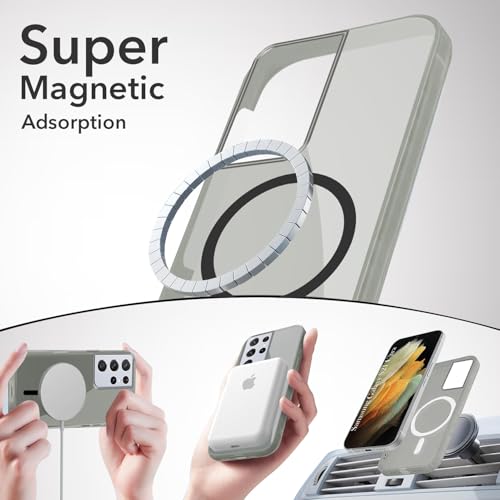 Image of Jkobi Lifetime Anti-Yellow MagSafe Compatible Clear Back Cover Case for Samsung Galaxy S21 Ultra 5G (Sleek Hard Crystal | Shockproof and Camera Protection)