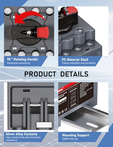 Solar PV DC Isolator Switch 32A DC 1200V Breaker Disconnect Switch IP66 Waterproof