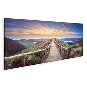 islandburner Canvas Schilderij Berglandschap Ponta Delgada Eiland Azoren Wandelpad Uitzicht Mooie Mer AHVK Foto Print Wanddecoratie Woonkamer