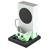 For XboxシリーズX/S用スタンド充電冷却ベース 多機能充電ドック 冷却スタンド ゲームストレージ XboxシリーズX/Ｓ用縦置きスタンド コントローラー充電スタンド X/Ｓコントローラー用充電ドック 3USBハブ 3USBポート 7色RGBカラーライト 音量制御 X/Ｓコントローラハンドル充電スタンド 充電ステーションドックアクセサリー