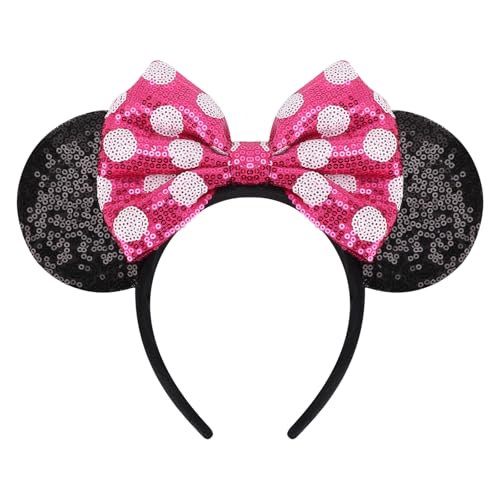 DRESHOW Oreilles de Souris Arc Bandeaux Paillettes Décoration de Fête Cosplay Costume pour Filles et Femmes