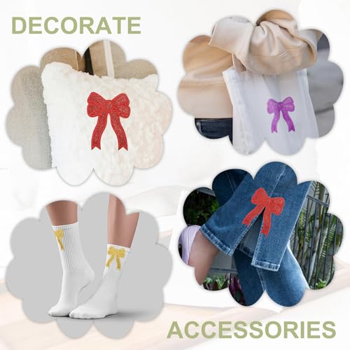YELARXI Glitter Bow Iron on Patches Sequin Sew on Bows Embroidered Applique Fit for Jeans Jackets Women Clothes Hats Backpacks (8 Pack, Gold) by YELARXI - Used condition - Image 7
