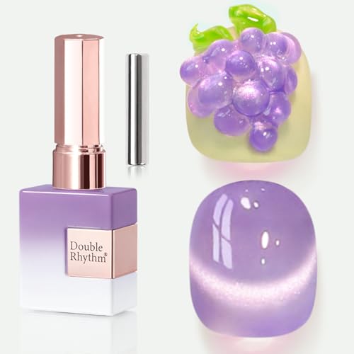 Double Rhythm 0.5 OZ Cat Eye Gel Polish with Magnet 15ML Holographic Glitter Shimmer Translucent Jelly Color Magnetic Nail Polish Salon DIY at Home (Lavender-MC1210)