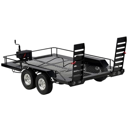 TGCWENG RC Trailer,1/10 Scale Trailer with Light Strip for Hauling Behind Car Suitable for Axial D90 D110 SCX10 I II III TRX4 TRX6 Redcat GEN8 SMT CFX CC01 CC02 Etc 1/10 RC Crawler Car