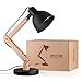 MUTUW Wooden Swing Arm Desk Lamp, e26/ e27 LED Bulb Lamp, 40W, Metal & Wooden, Perfect for Reading Study Work Office - Black