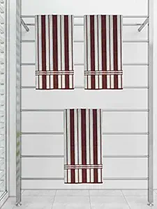 Athom Trendz Ecosaviour Striped Cotton Bath Towel 70x140 cm Multicolour Pack of 3