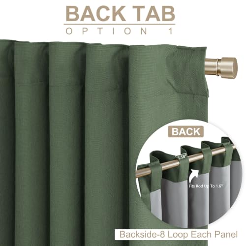 Image of Linen Textured Total Blackout Curtains for Bedroom 84 Inches Long, Loden