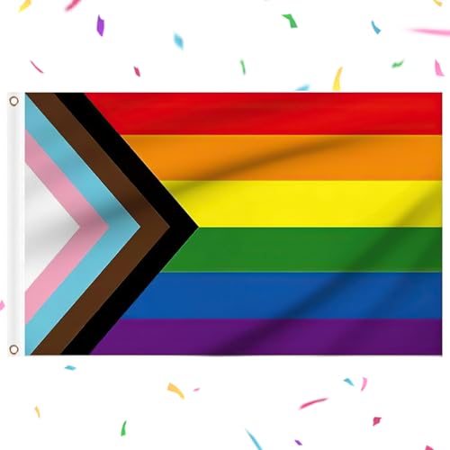 Progress Pride Flag Progress Pride Flag Gay LGBTQ+Flags Rainbow Progresses Gay Prides Banner Prides Decorations Rainbow Accessories for Party Parades Carnivals Festival Decor and Celebrations