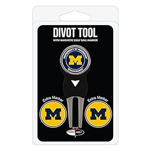 Team Golf NCAA Michigan Wolverines Divot Tool Pack With 3 Golf Ball Markers Divot Tool with 3 Golf Ball Markers Pack, Markers are Removable Magnetic Double-Sided Enamel